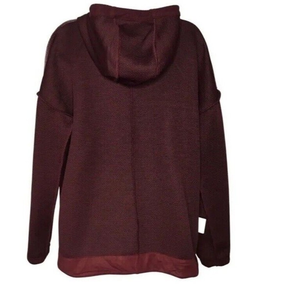 The North Face Woman’s Burgundy Fleece Textured Pockets Zip Hoodie Sweater NWT - Picture 5 of 9